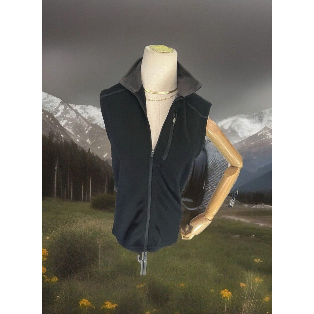 Ibex Womens Vest Black Size Small 100% Merino Wool Full Zip Hiking Made in USA